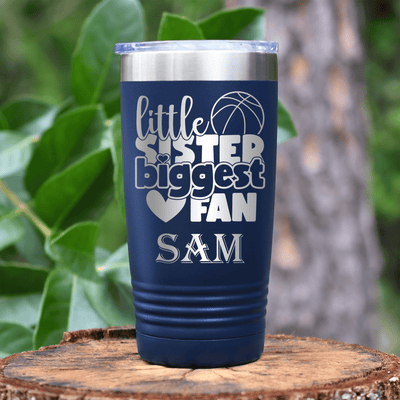 Navy Basketball Tumbler With Cheering From The Sidelines Design