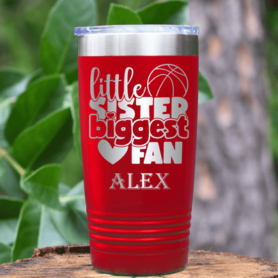 Red Basketball Tumbler With Cheering From The Sidelines Design
