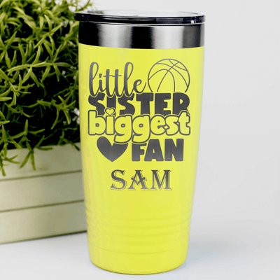 Yellow Basketball Tumbler With Cheering From The Sidelines Design