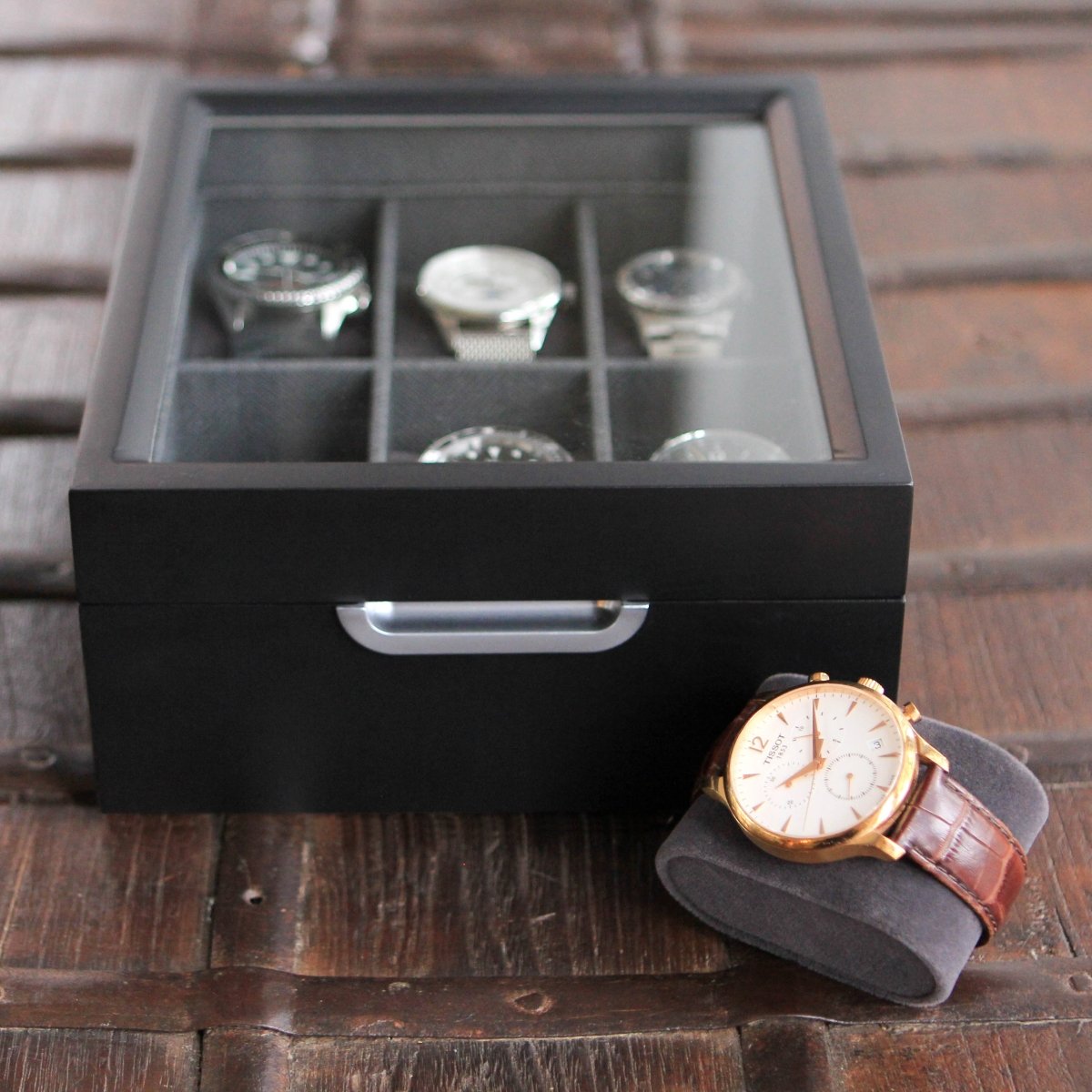 Unique Personalized Modern 2x3 Watch Box - 6 Slot Customized watch box Gifts for Men by Groovy Guy