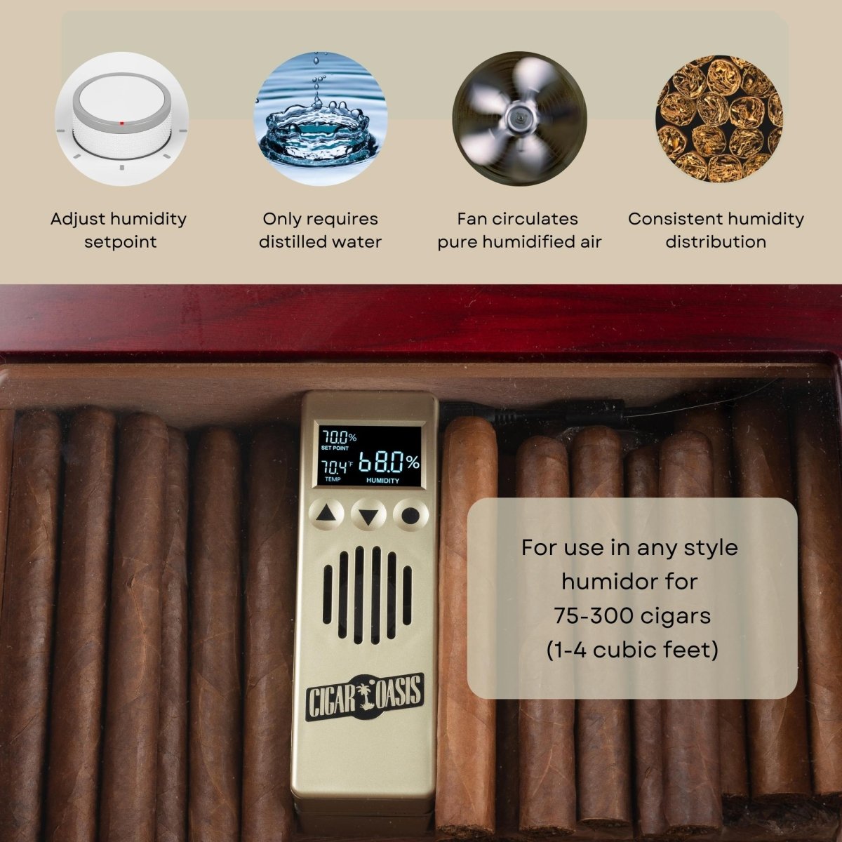 Unique Personalized Cigar Oasis Electronic Humidifier Customized Humidor Accessories Gifts for Men by Groovy Guy