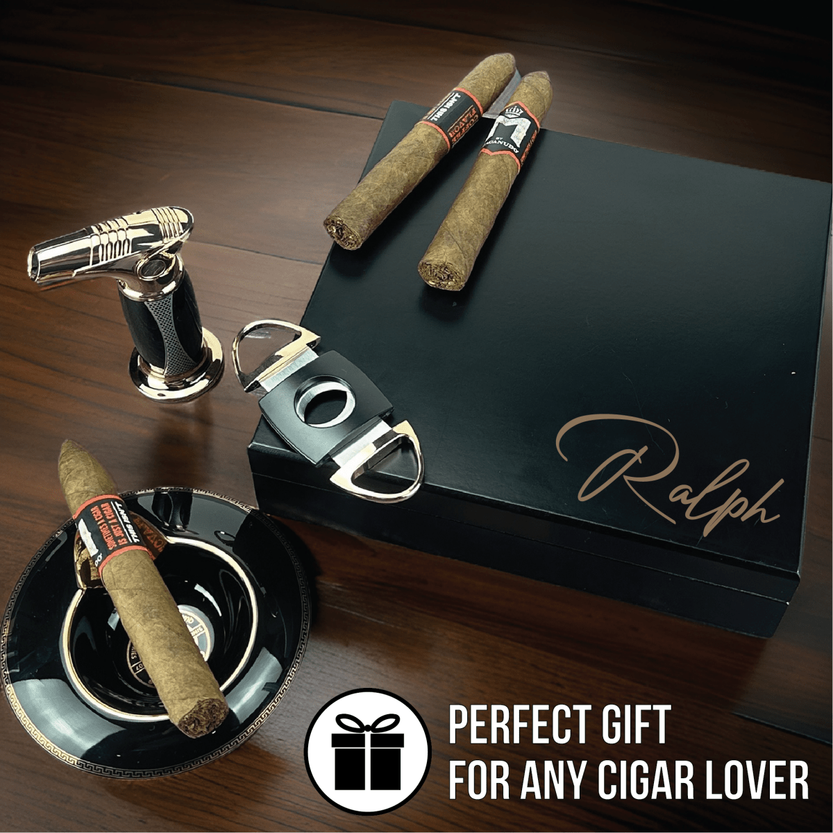 Unique Personalized Luxury Men's Cigar Gift Box Set Customized Cigar Gift Set Gifts for Men by Groovy Guy