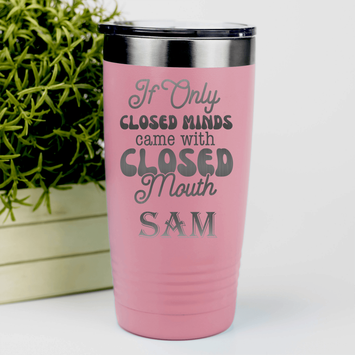 Salmon Funny Tumbler With Close Your Mouth Design