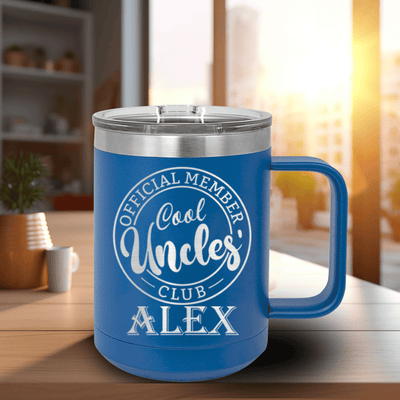 Blue Uncle Mug Shaped Tumbler With Cool Uncles Club Design