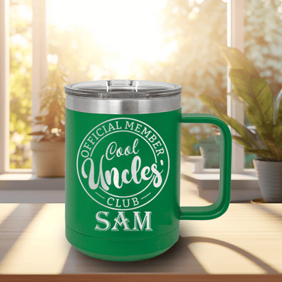 Green Uncle Mug Shaped Tumbler With Cool Uncles Club Design
