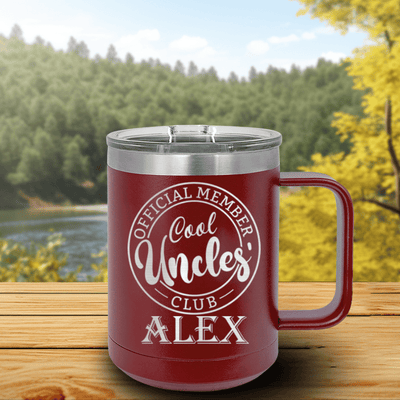 Maroon Uncle Mug Shaped Tumbler With Cool Uncles Club Design