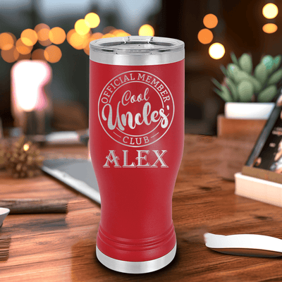 Red Uncle Travel Mug With Handle With Cool Uncles Club Design