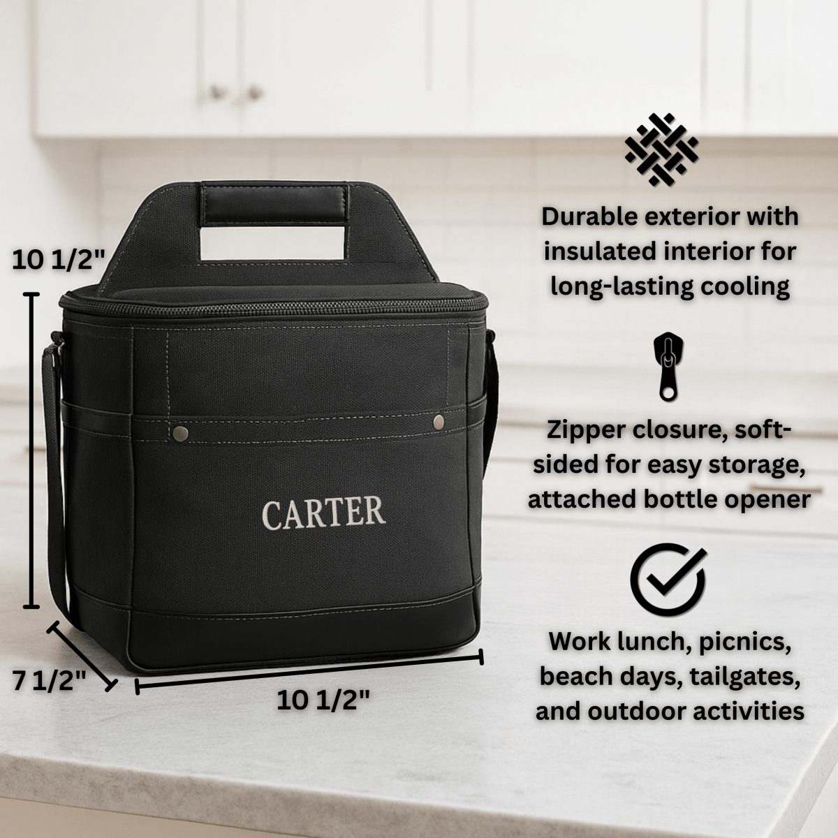 Unique Personalized Rugged Construction Lunch Box Customized Cooler Bag Gifts for Men by Groovy Guy