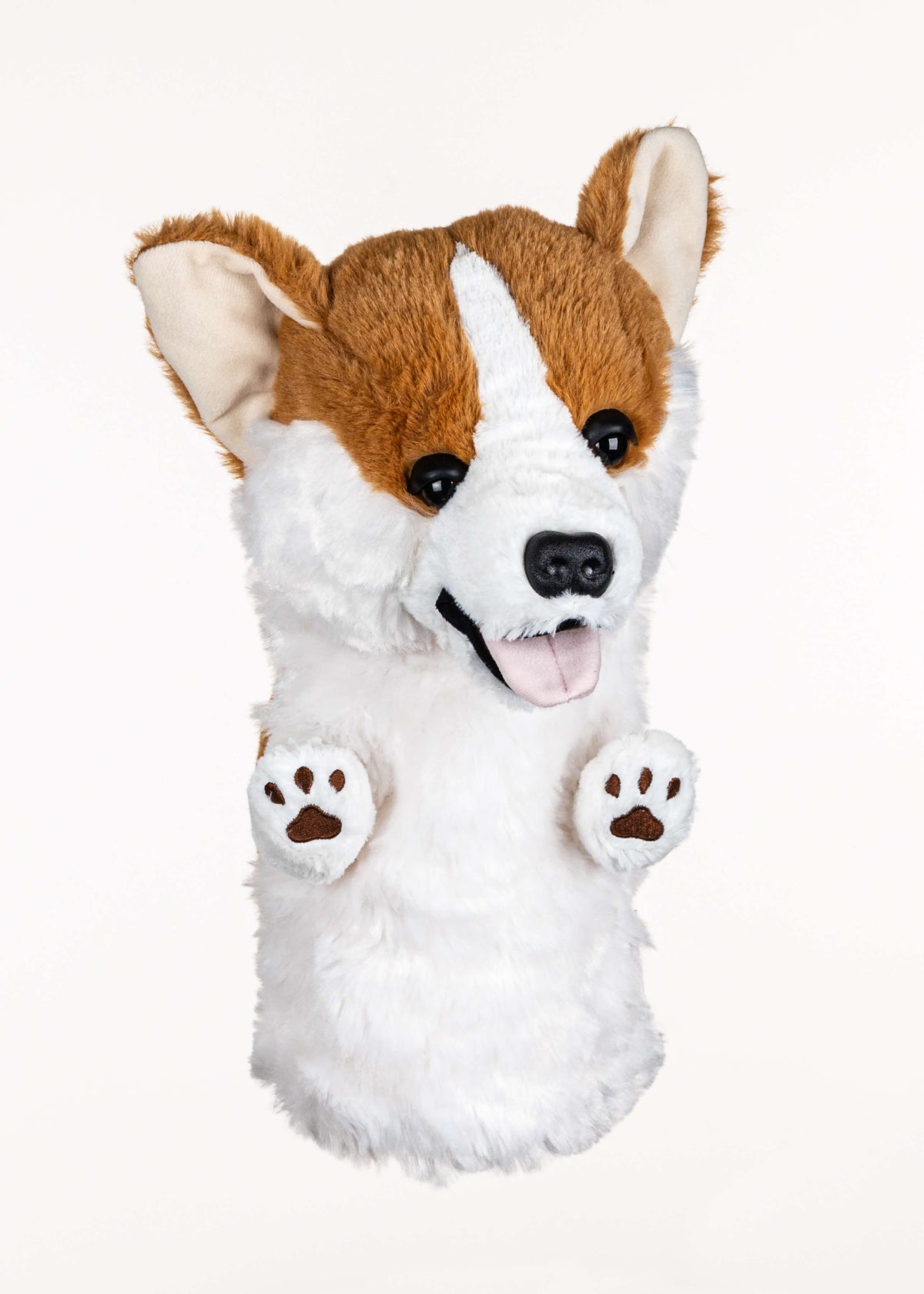 Corgi plush golf headcover for drivers up to 460cc, photographed on a plain background