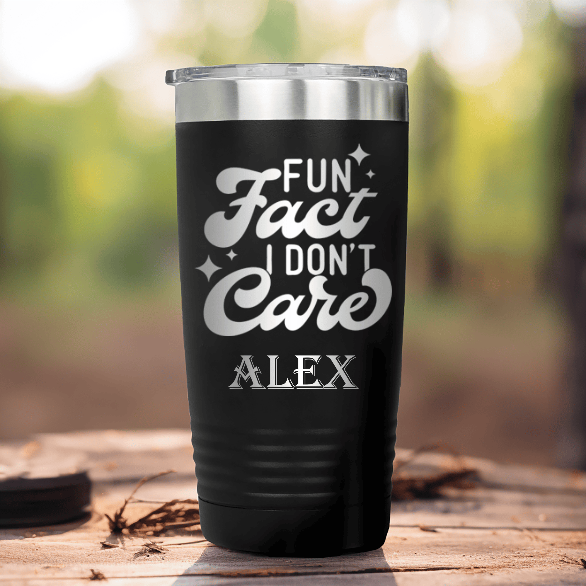 Black Funny Tumbler With Couldnt Care Less Design
