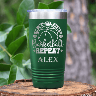 Green Basketball Tumbler With Court Dreams And Daily Life Design