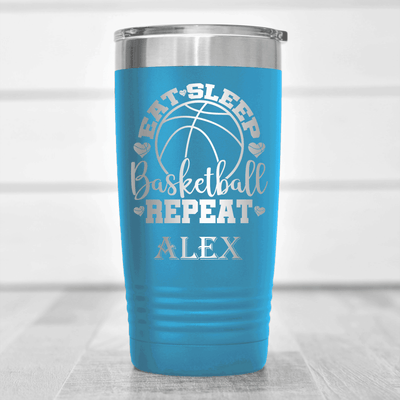 Light Blue Basketball Tumbler With Court Dreams And Daily Life Design