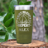 Military Green Basketball Tumbler With Court Dreams And Daily Life Design