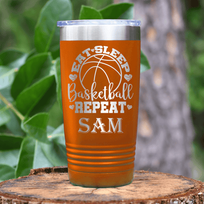 Orange Basketball Tumbler With Court Dreams And Daily Life Design