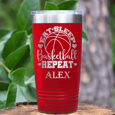 Red Basketball Tumbler With Court Dreams And Daily Life Design