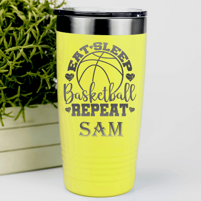 Yellow Basketball Tumbler With Court Dreams And Daily Life Design