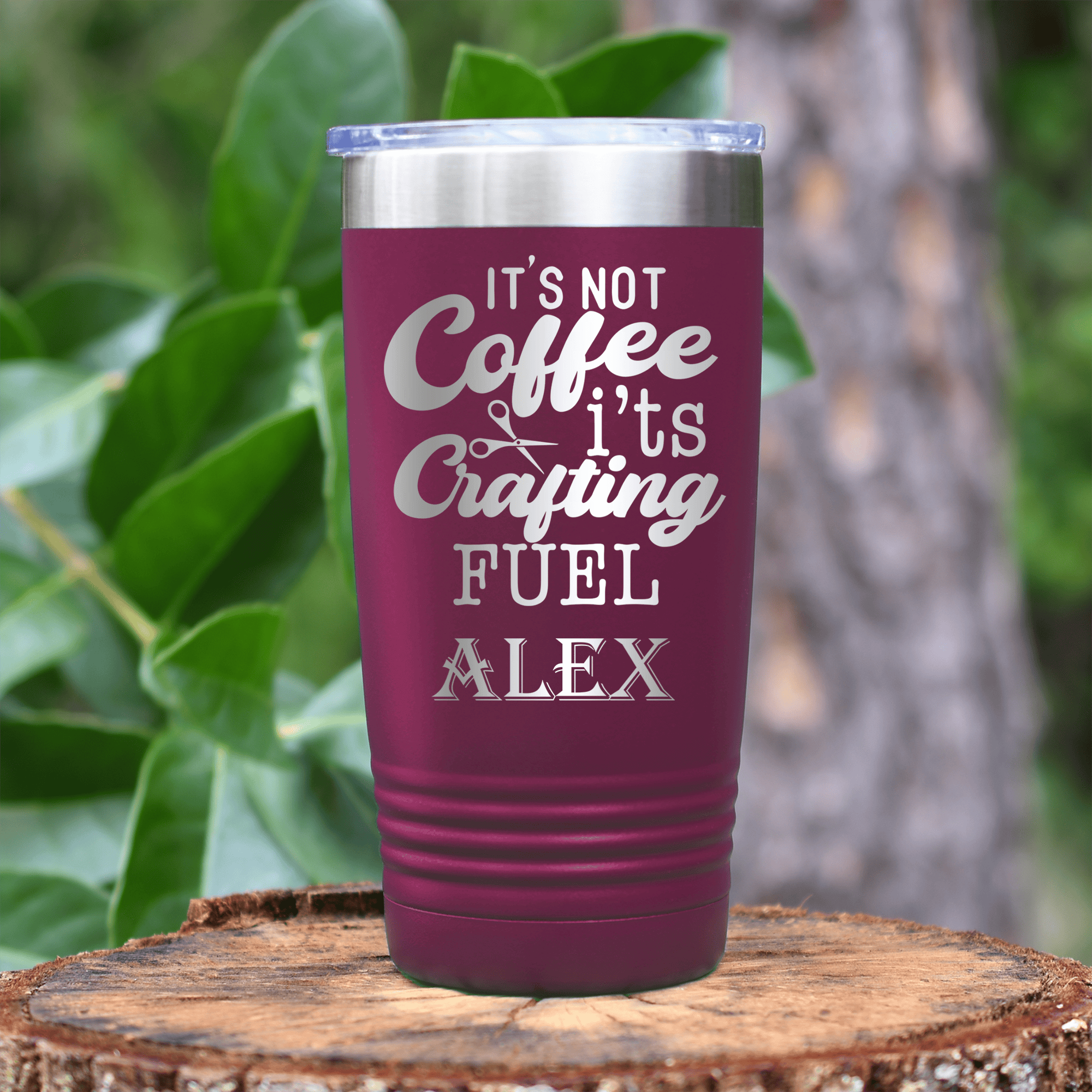 Maroon Funny Tumbler With Crafting Fuel Day Design