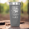 Grey Funny Tumbler With Crazy Train Driver Design