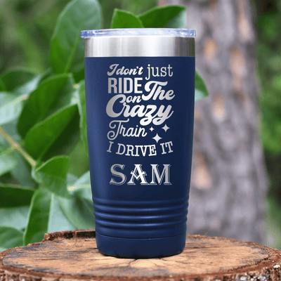 Navy Funny Tumbler With Crazy Train Driver Design