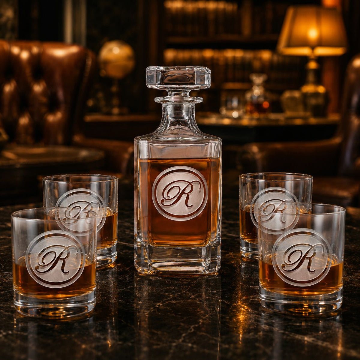 Personalized Monogram Crystal Decanter Set