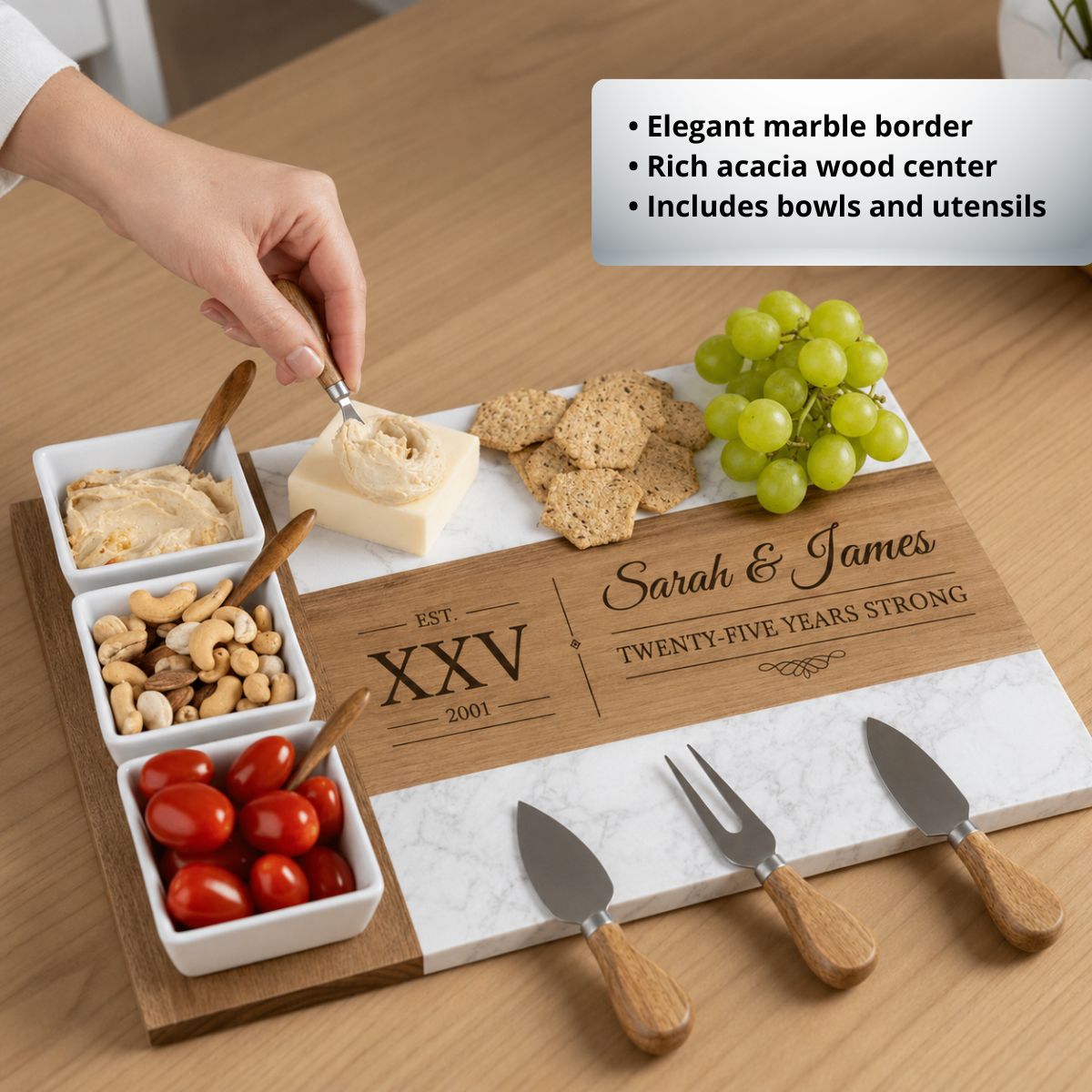Silver Vow 25th Anniversary Charcuterie Board