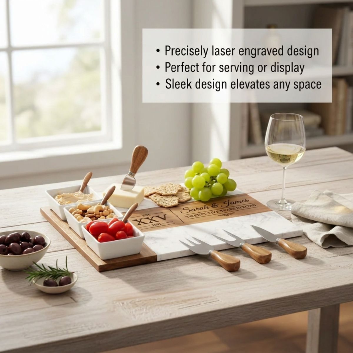 Silver Vow 25th Anniversary Charcuterie Board