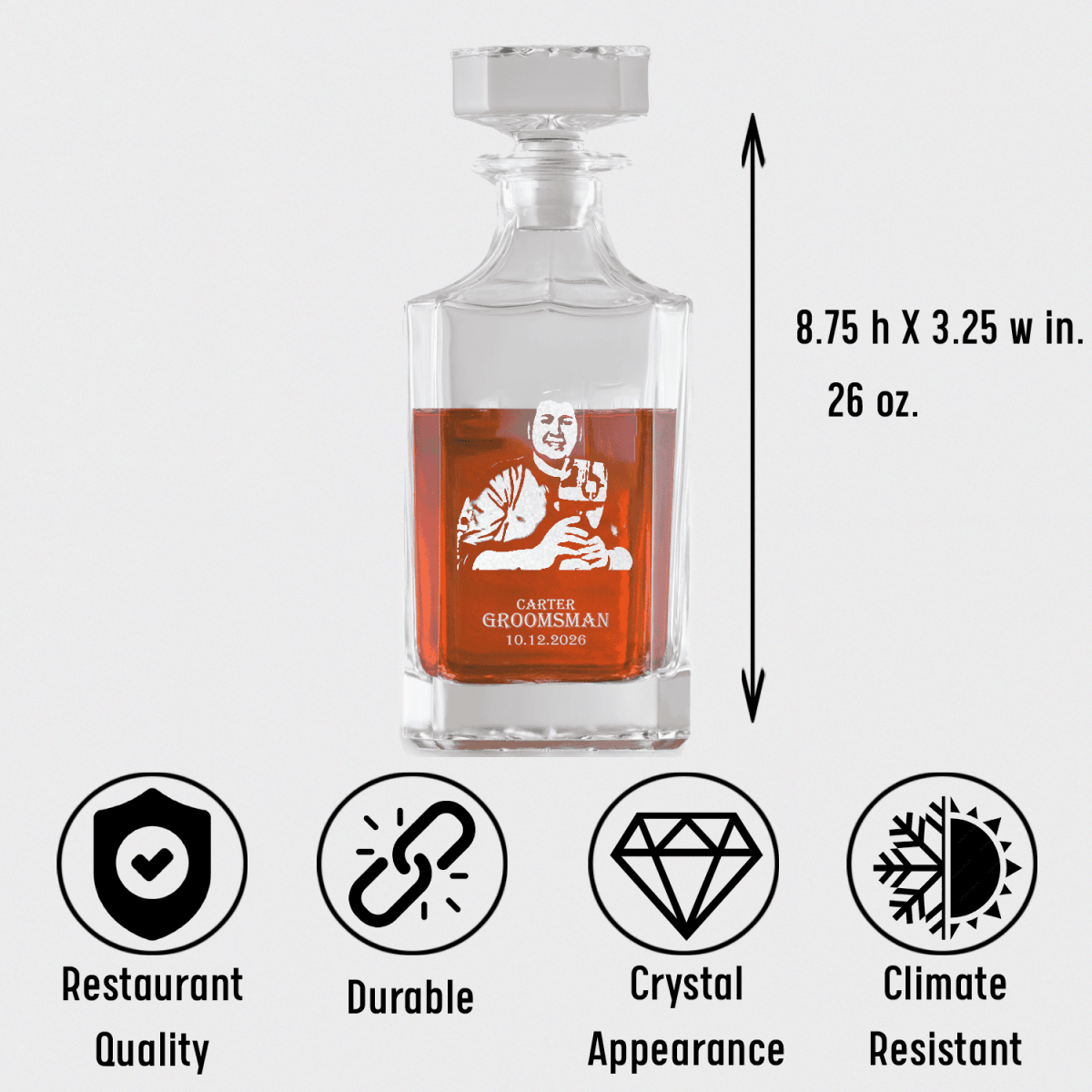 Groomsman Whiskey Decanter With Custom Groomsman Design