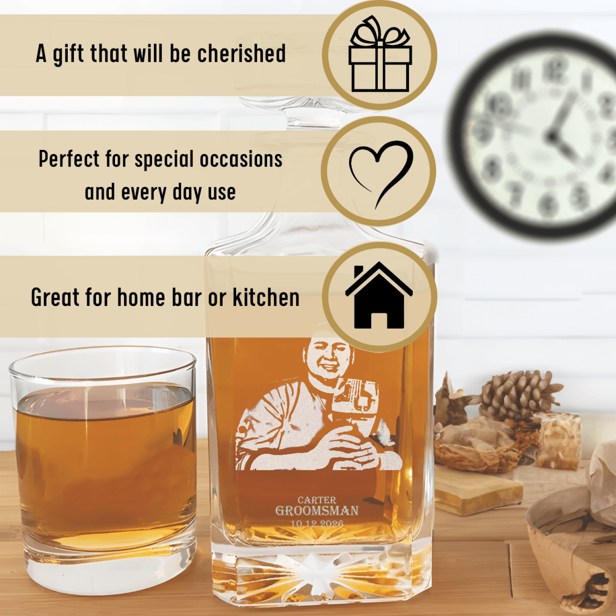 Groomsman Whiskey Decanter With Custom Groomsman Design
