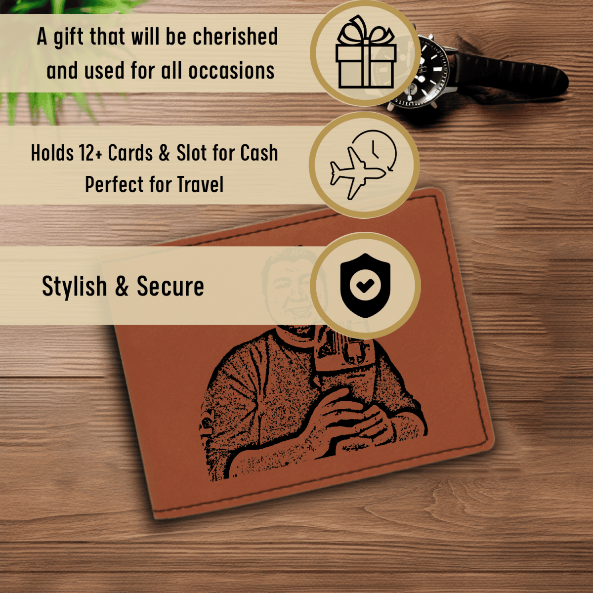 Unique Personalized Custom Groomsman Photo Customized Groomsman Leather Wallet Gifts for Men by Groovy Guy