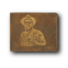 Rustic Gold Groomsman Bifold Leather Wallet With Custom Groomsman Design