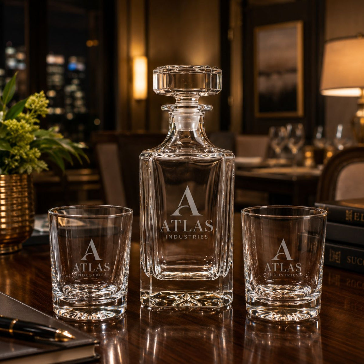 Custom Logo Whiskey Decanter Set