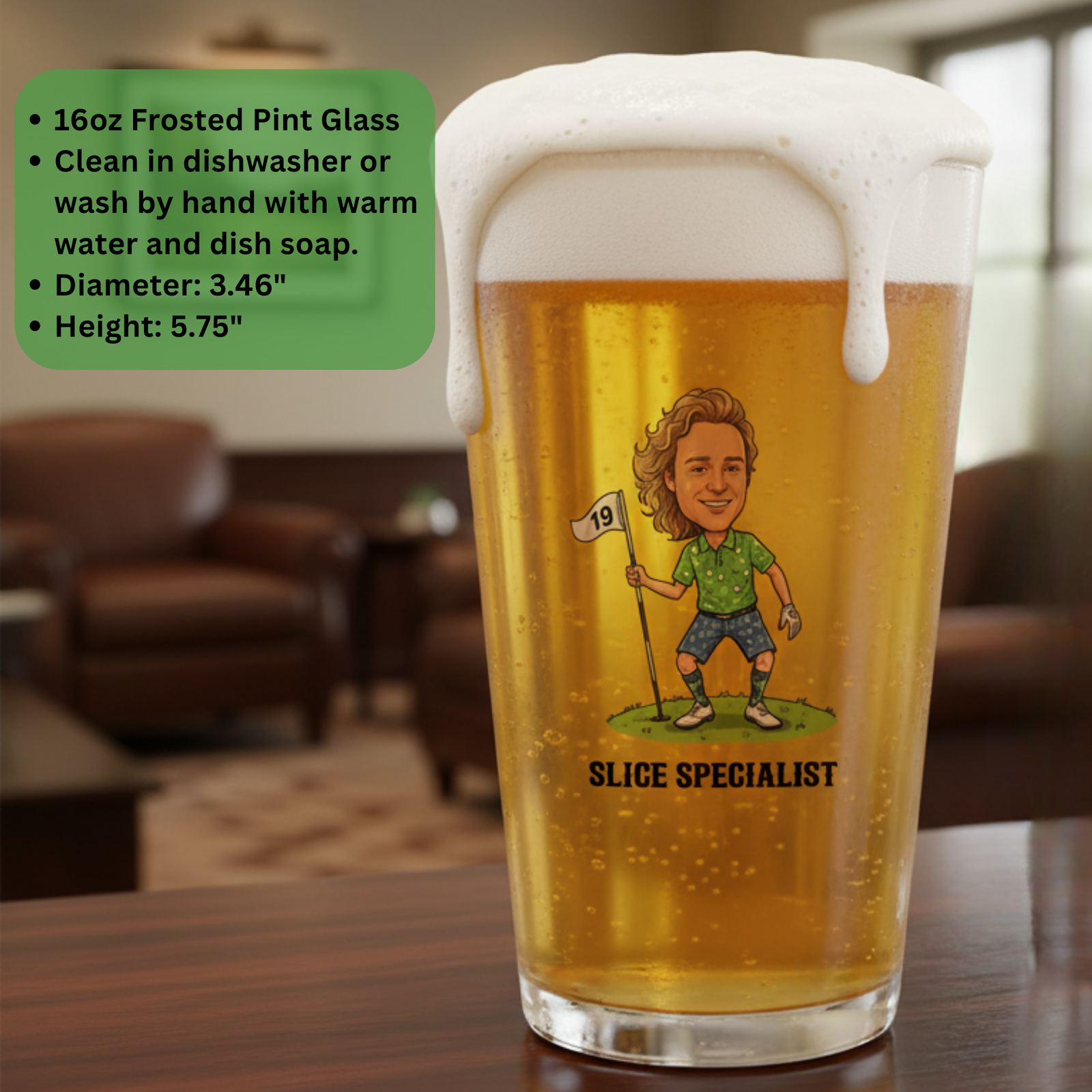 Cartoon Caddie Pint Glass