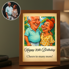 Custom birthday caricature light box gift for him with glowing acrylic panel