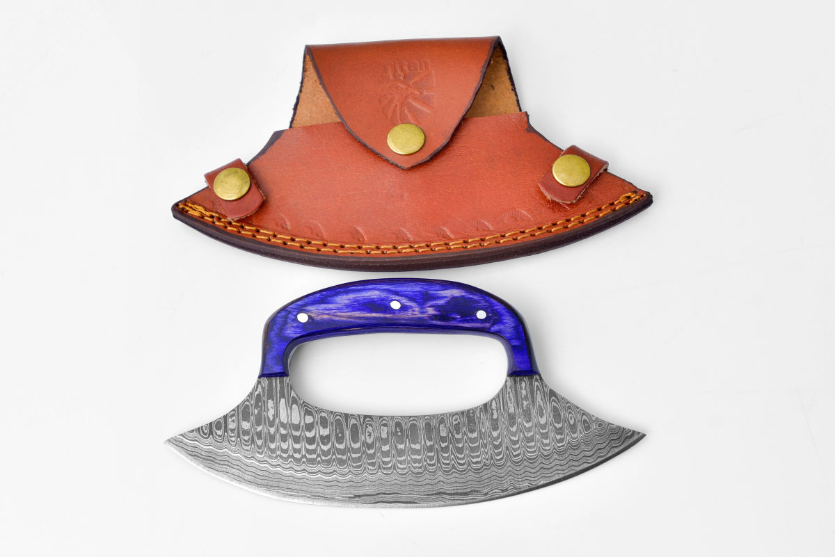 Unique Personalized Damascus Steel Alaskan Ulu Knife Elongar Customized Damascus Knife Gifts for Men by Groovy Guy