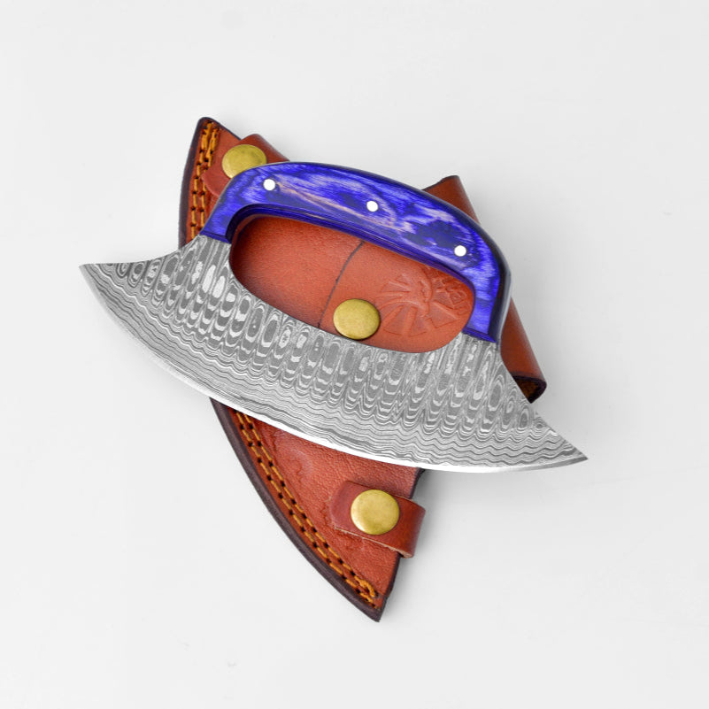 Unique Personalized Damascus Steel Alaskan Ulu Knife Elongar Customized Damascus Knife Gifts for Men by Groovy Guy