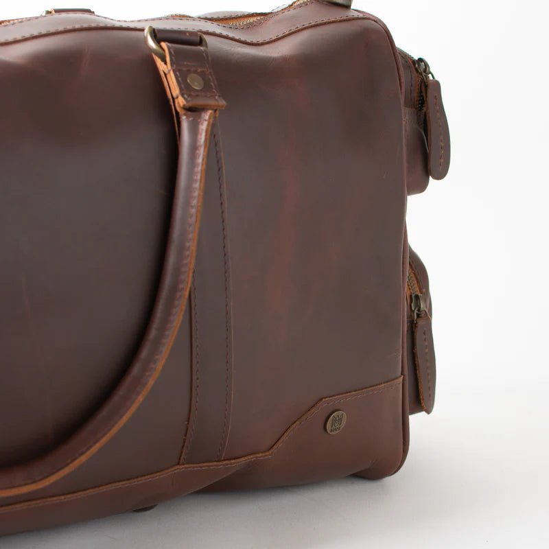 Unique Personalized Monogrammed Luxury Leather Duffle Bag Customized Duffel Bags Gifts for Men by Groovy Guy