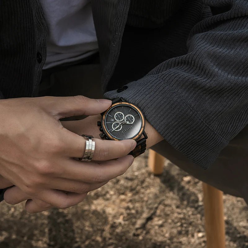 Unique Personalized Black Steel Explorers Watch Customized Watches Gifts for Men by Groovy Guy