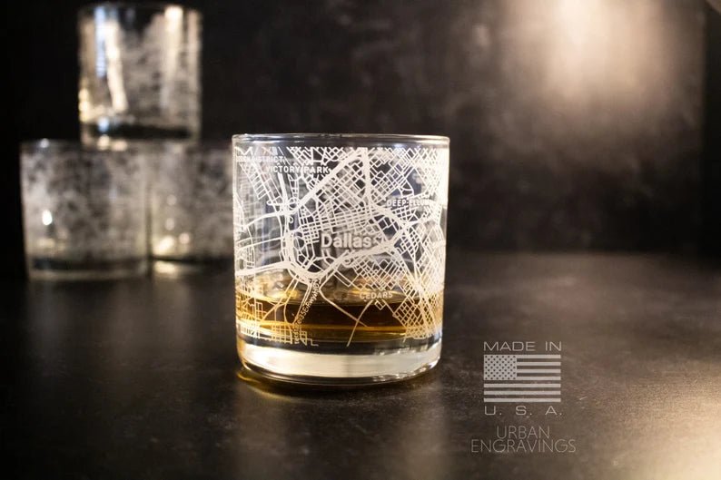 Unique Personalized City Map Rocks Glass Customized Whiskey Glass Gifts for Men by Groovy Guy