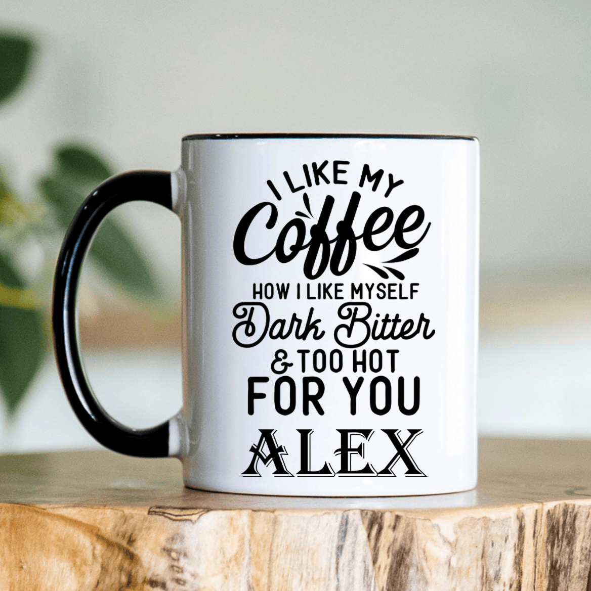 Black Funny Coffee Mug With Dark And Bitter Design