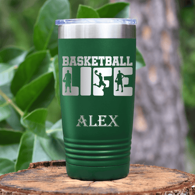 Green Basketball Tumbler With Dedicated Court Life Design