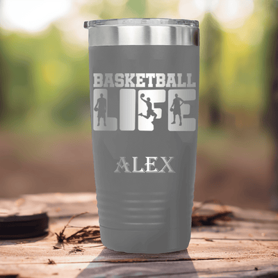 Grey Basketball Tumbler With Dedicated Court Life Design