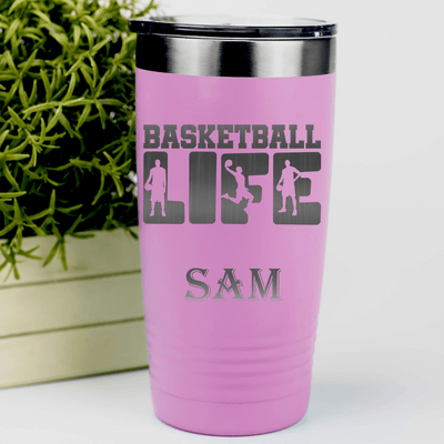 Pink Basketball Tumbler With Dedicated Court Life Design