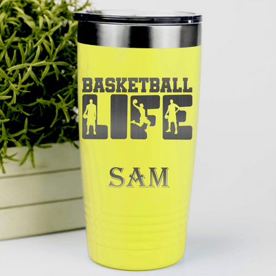 Yellow Basketball Tumbler With Dedicated Court Life Design