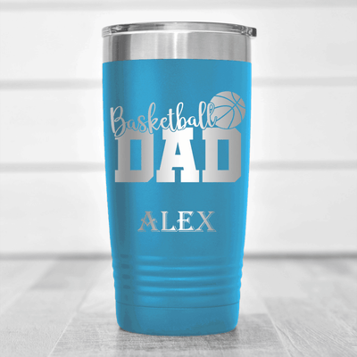 Light Blue Basketball Tumbler With Dedicated Hoops Dad Design