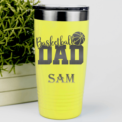 Yellow Basketball Tumbler With Dedicated Hoops Dad Design