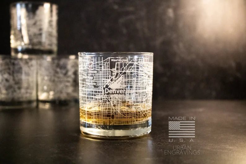 Unique Personalized City Map Rocks Glass Customized Whiskey Glass Gifts for Men by Groovy Guy