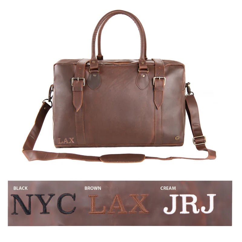 Unique Personalized Custom Leather Duffle Customized Duffel Bags Gifts for Men by Groovy Guy