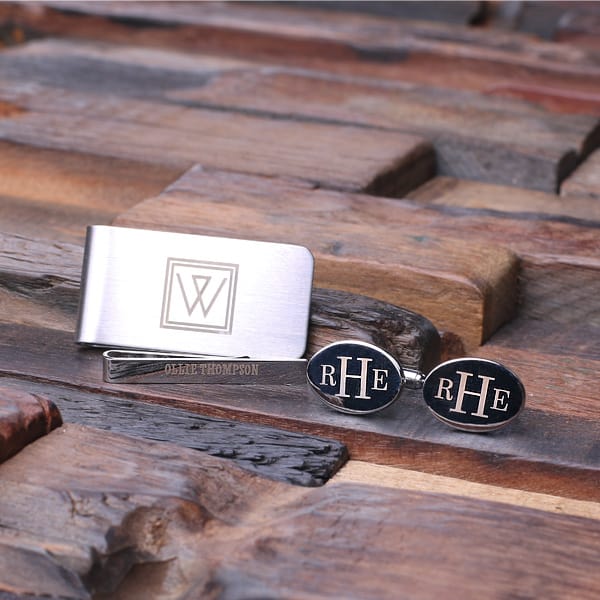 Personalized Cufflink & Tie Clip Set – Men's Gift Set