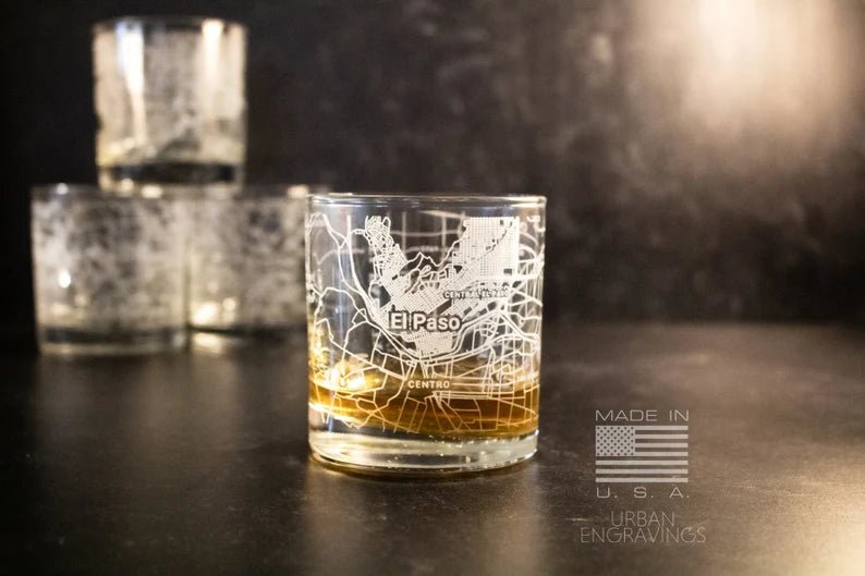 Unique Personalized City Map Rocks Glass Customized Whiskey Glass Gifts for Men by Groovy Guy