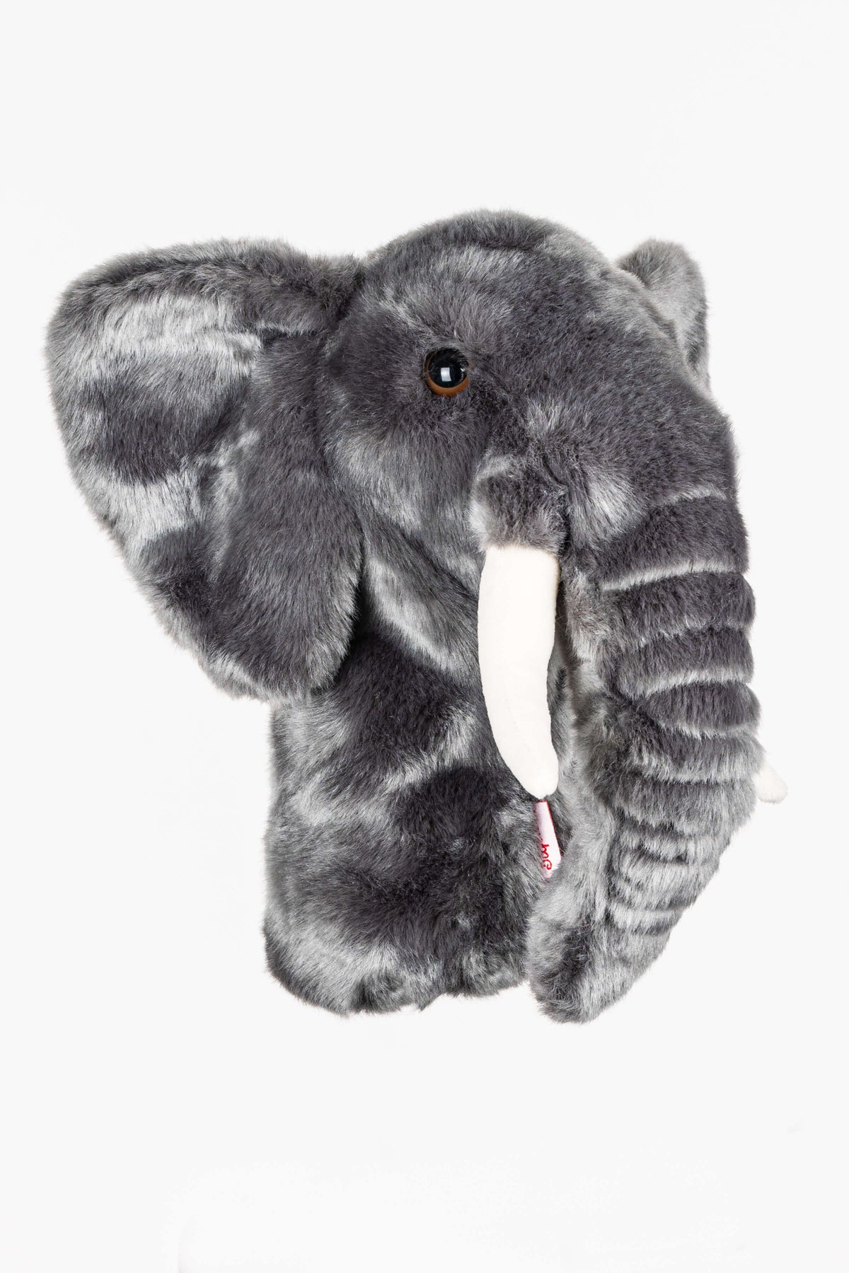 Elephant plush golf headcover for drivers up to 460cc, photographed on a plain background
